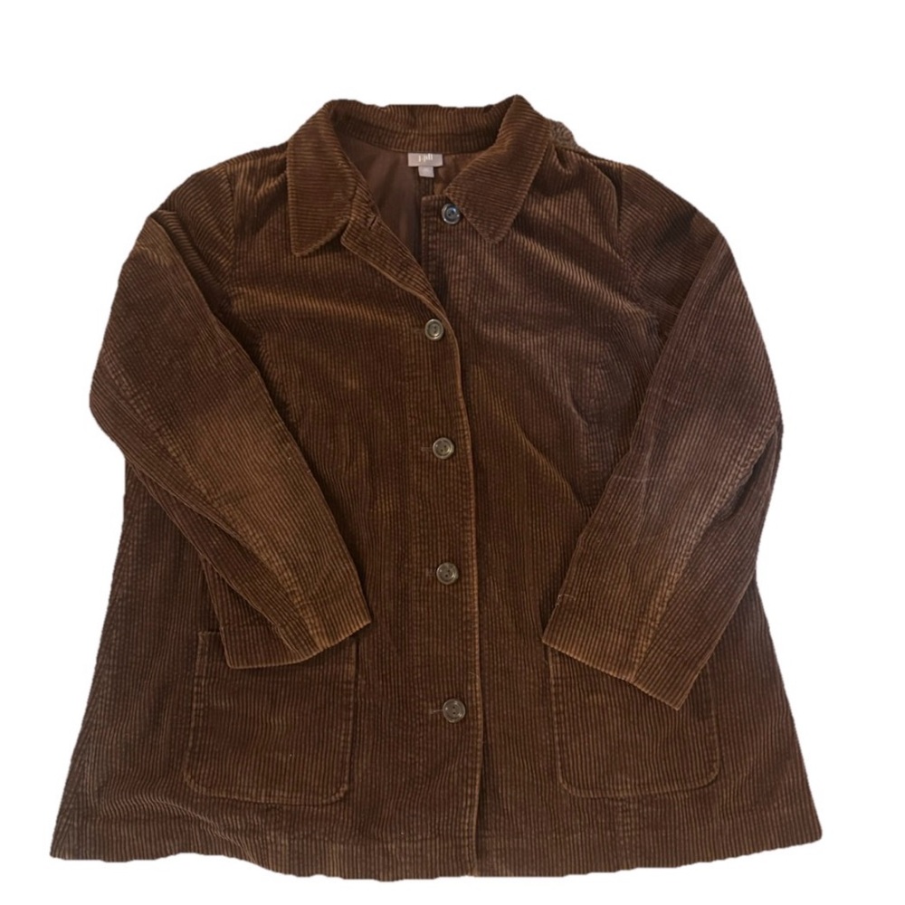 J. Jill Dark Brown Corduroy Button Up Jacket w/Pockets Pleated Back Women’s 2XL